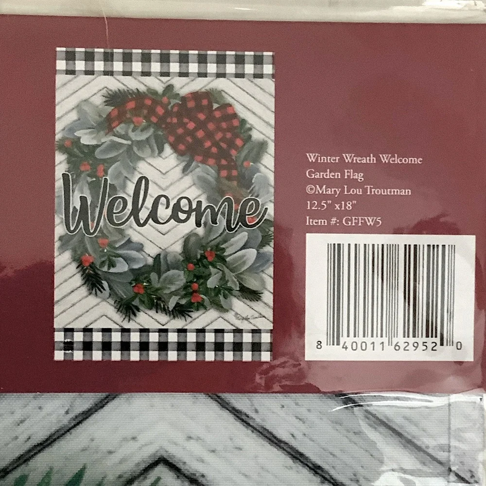 Winter Wreath Garden Flag Buffalo Check Christmas All Weather 12.5 in X 18 in - Picture 11 of 13